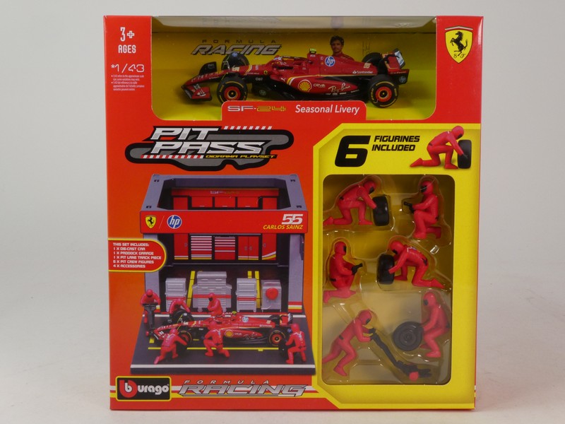 Ferrari SF-24 2024 + GArage & 6 Figurines