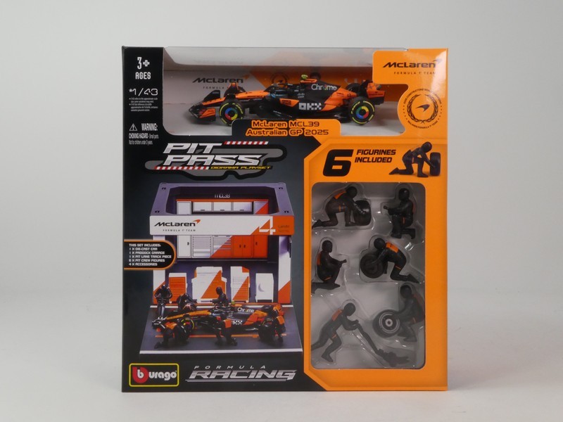 Mclaren MCL39 2025 + Garage & 6 Figurines - immagine 3