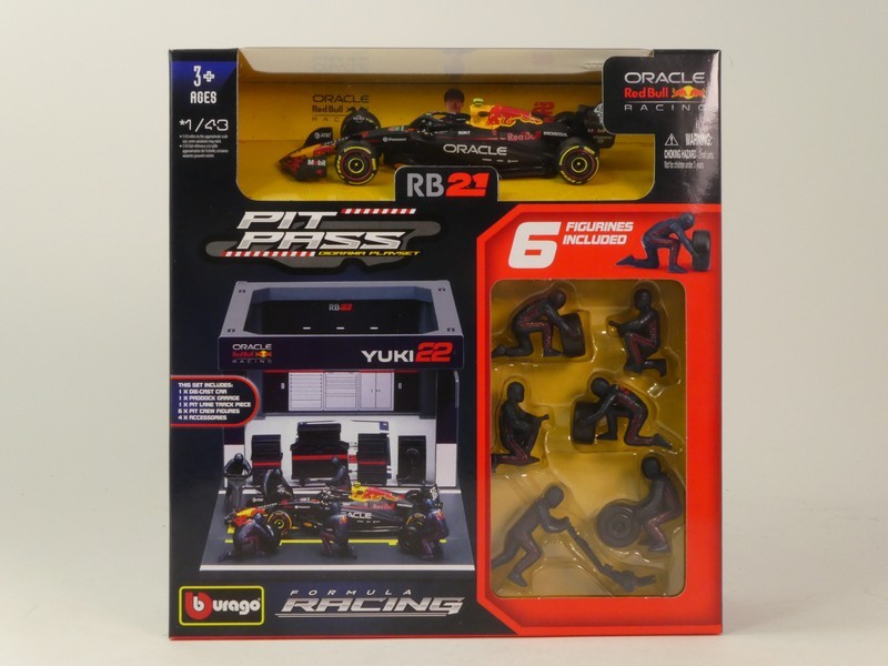 Red Bull RB21 2025 + Garage & 6 Figurines