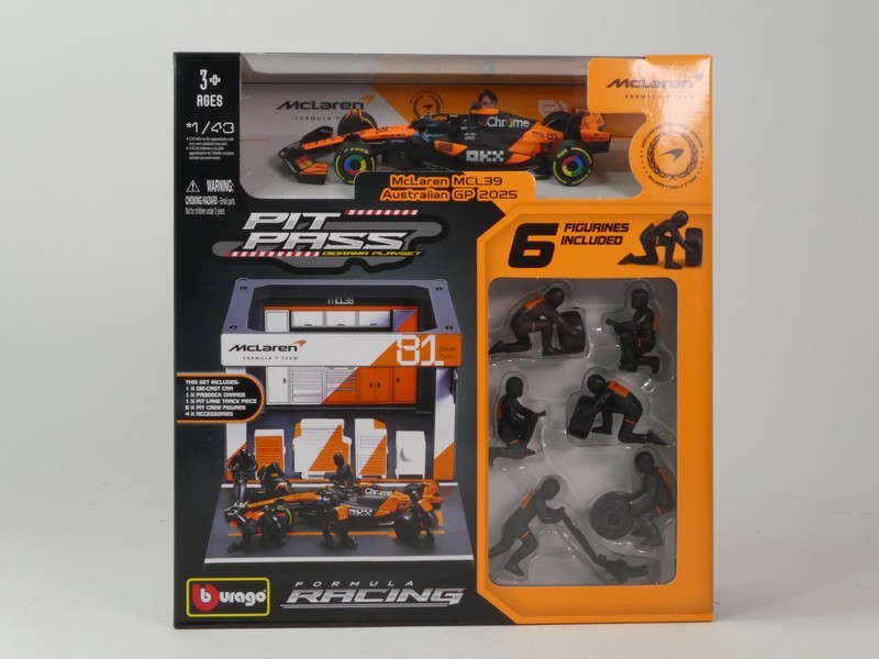 Mclaren MCL39 2025 + Garage & 6 Figurines