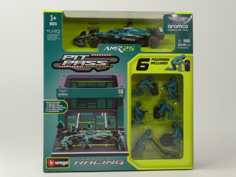 Aston Martin AMR25 2025 + Garage & 6 Figurines