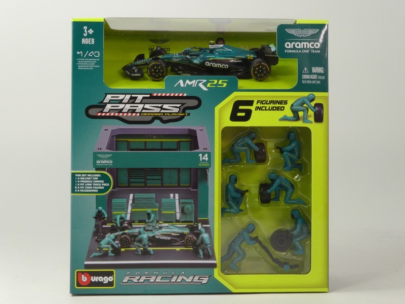 Aston Martin AMR25 2025 + Garage & 6 Figurines